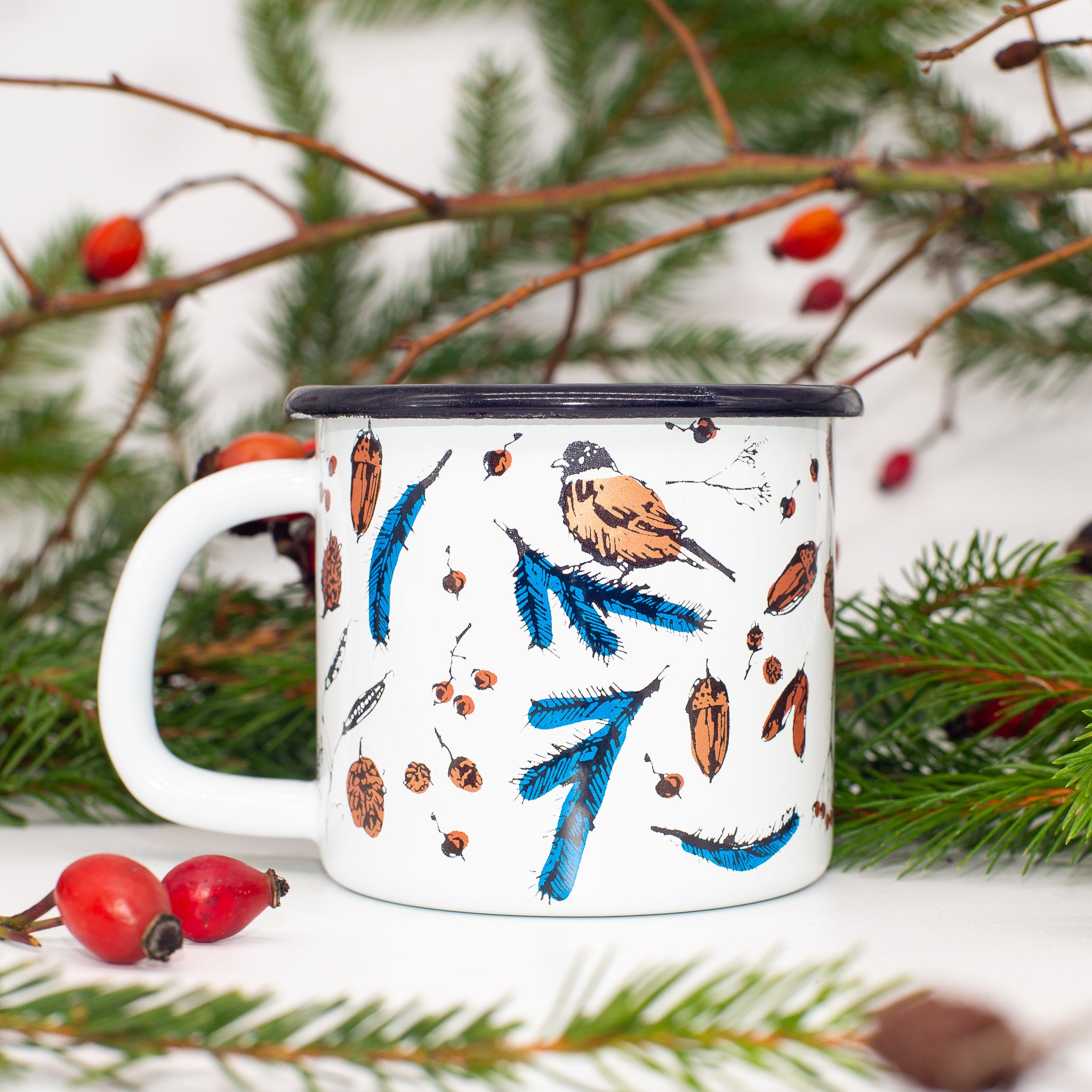 Cană emailată  - Povești de Iarnă printre Ramuri