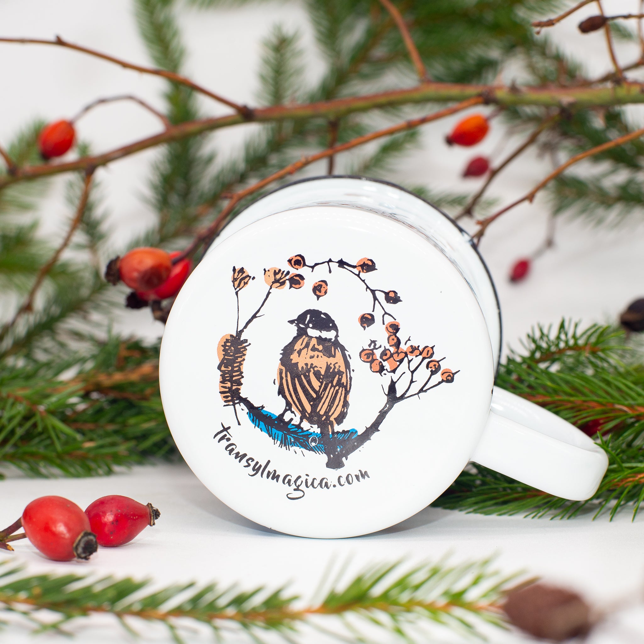 Cană emailată  - Povești de Iarnă printre Ramuri