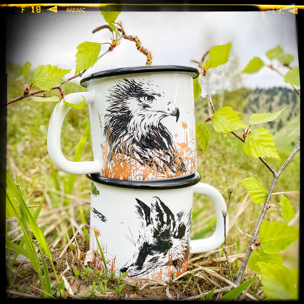 Cană emailată - Vulpele, Șoarecarul și Șoarecele pitic