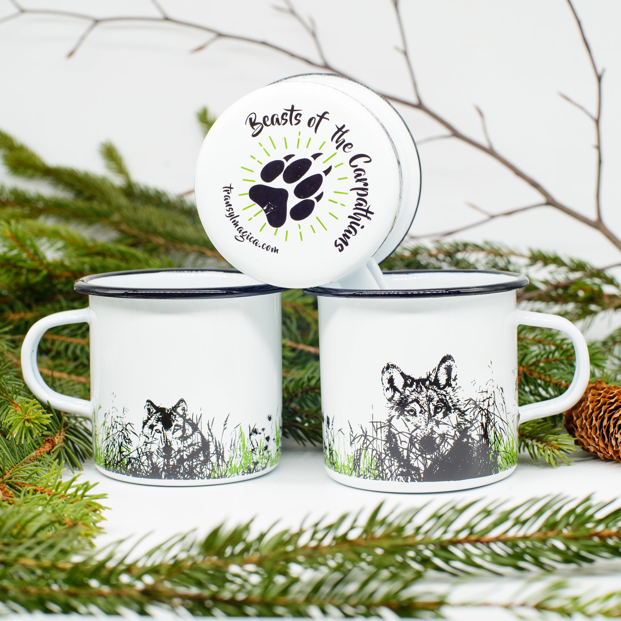 cană emailată - lup